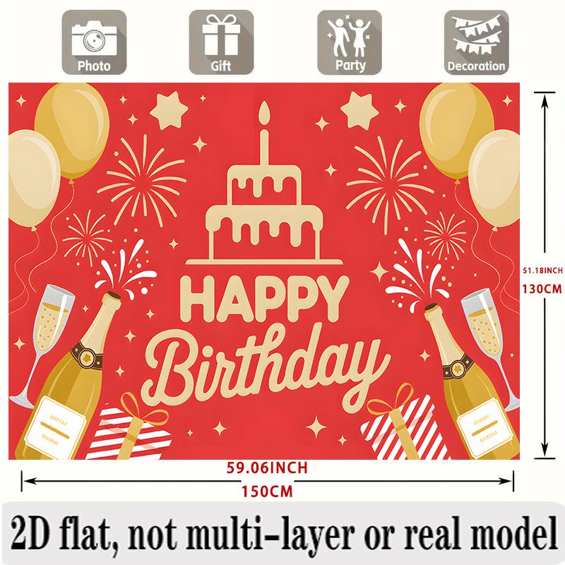 Fireworks Balloons Birthday Banner, Festive Photo Backdrop Wall Decor for Party