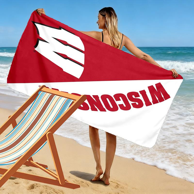Пляжное полотенце с принтом Wisconsin Badgers, большое, мягкое, быстросохнущее, для пляжа, кемпинга, плавания