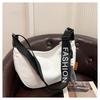 Spacious Nylon Canvas Bag Women Fall Winter New Trend Fashion Versatile Solid Color Crossbody Bag Crescent Moon Bag
