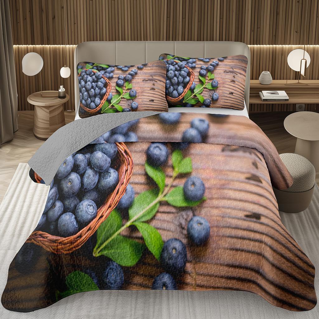 Покрывало с черникой размера кинг, твин, Гавайское летнее тропическое фруктовое покрывало для декора комнаты мальчика/девочки, Двустороннее стеганое постельное белье