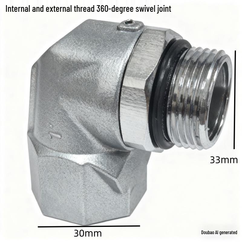 360° Rotating Stainless Steel & Aluminum Fuel Nozzle Swivel Joint, Fits 1/2", 3/4", 1" Oil Pipes