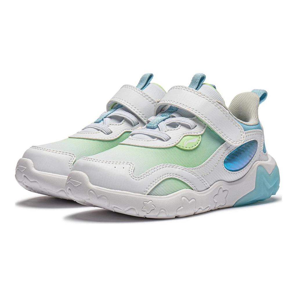 Li Ning Comfortable Non-Slip Durable Low-Top Casual Shoes Kids Sneaker White Green Blue YKNU020-7