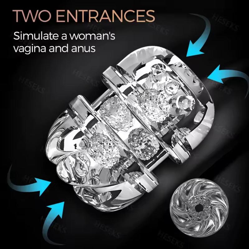 Double Headed Transparent Masturbation Sex Machines Realistic Vagina Real Pussy Blowjob Erotic Masturbators Cup Sex Toys for Men