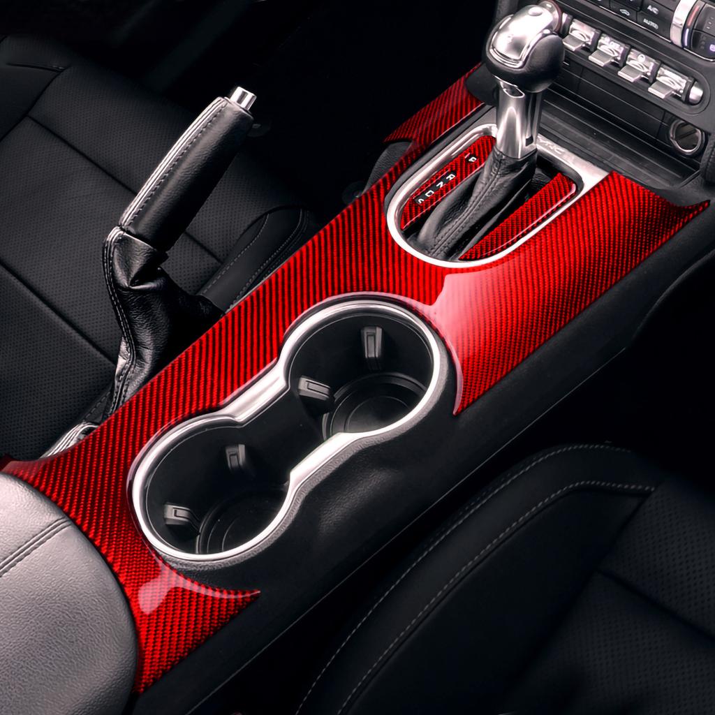 For Ford Mustang GT 2015 2016 2017 2018 Accessories Carbon Fiber Car Gear Shift Panel Sticker Interior Trim