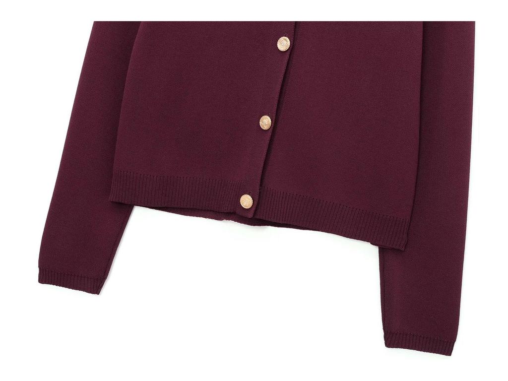 Женский однобортный вязаный кардиган с круглым вырезом в европейском и американском стиле - модный универсальный дизайн, модель #1822106