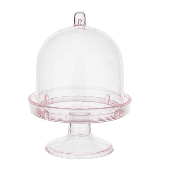 Мини-подставка для торта из пластика с купольной крышкой, прозрачная подставка для десертов и кексов, тарелка для шоколадных конфет, для дня рождения, праздника, детского душа, чаепития