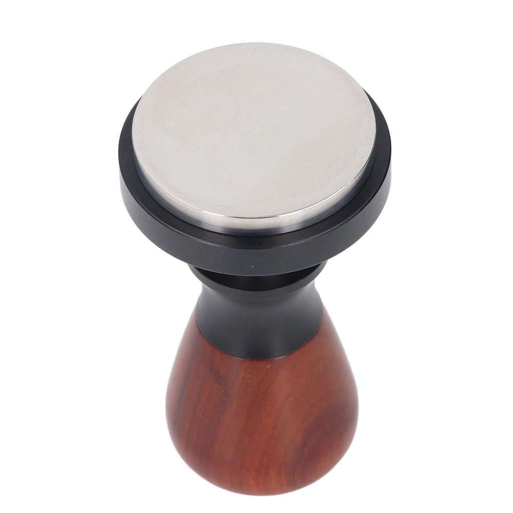 58.5MM Coffee Tamper Spring Loaded Stainless Steel Wooden Handle Coffee Press Tamper for Coffee Maki