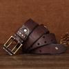 Мужской ремень из натуральной кожи в стиле ретро с персонализированной медной пряжкой, ремень из коровьей кожи первого слоя
