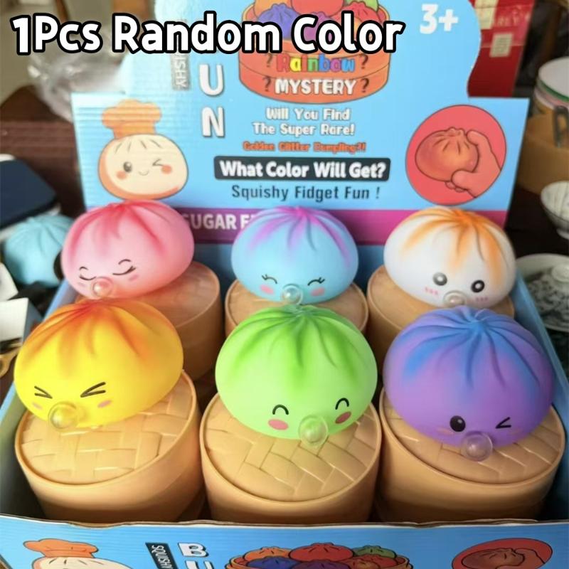 Colorful Stress Relief Squeeze Bubble Bun Toy With Steamer 1Pcs For Adult Relaxation