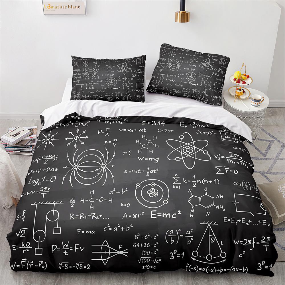 Modern Duvet Cover Set School Genius Smart Student Math Geometry Science Number Formule Image Decorative Polyester Bedding Set