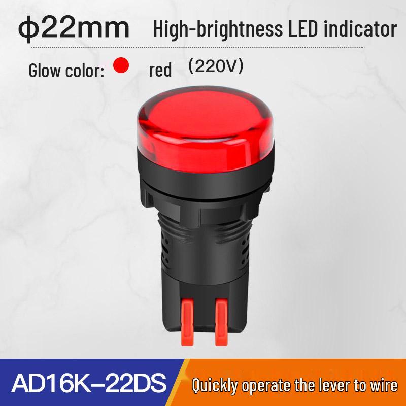 AD16-22DS LED Indicator Light, 12/24/220V, Red/Green/Yellow, 22mm