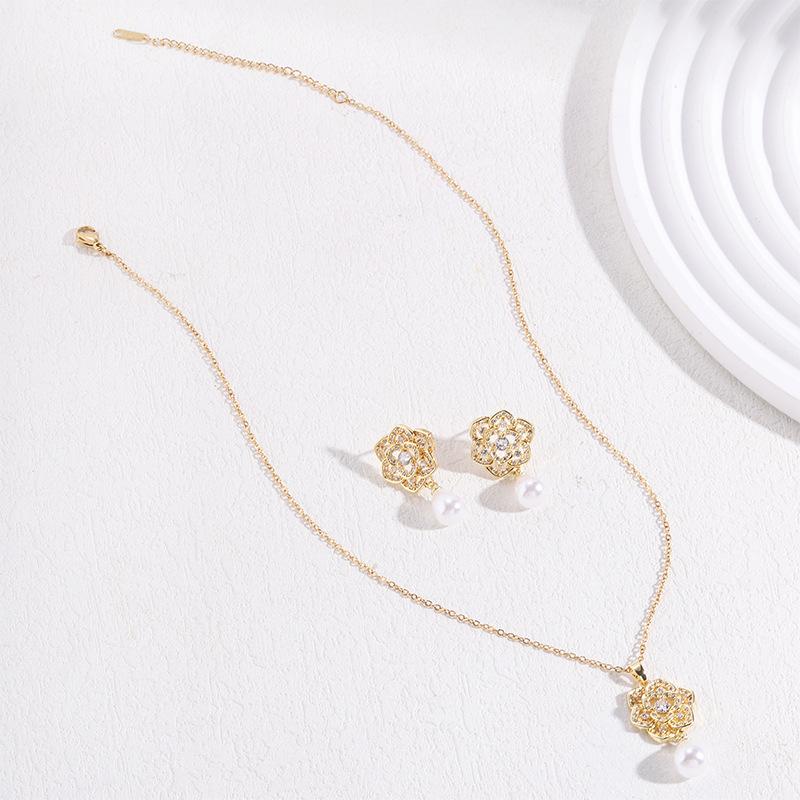 Жемчужное ожерелье Женское Высококачественное Легкое Роскошное Ожерелье Серьги С Инкрустацией Цирконом Комплект Ювелирных Изделий