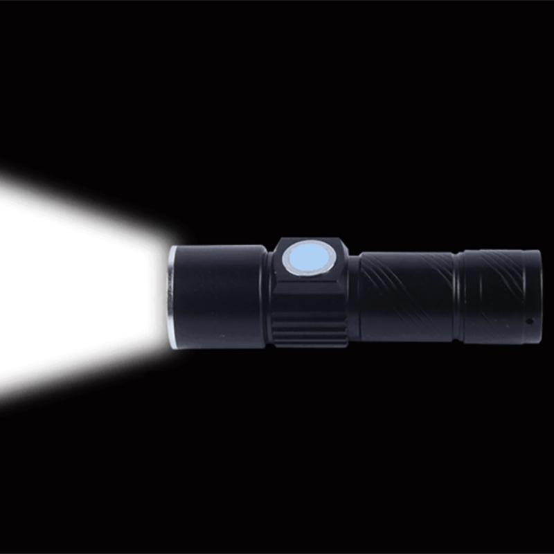 Новый! Светодиодный мини-фонарик 3 режима Портативный Телескопический Масштабируемый USB-перезаряжаемый Алюминиевый сплав Фонарь с