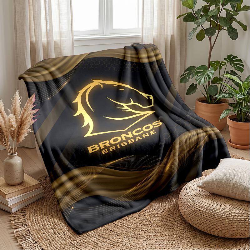Brisbane Broncos Flannel Fleece Blanket Cozy Warm Throw Blanket For Couch Bed Travel All Season Use