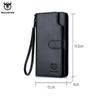BULLCAPTAIN Men Long Wallet Clutch Bag Credit Card Holder Purses Carteras Billetera Hombre Leather Money Portfe Carte