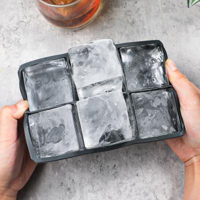 Форма для кубиков льда, большой силиконовый квадратный лоток для кубиков льда, 6 сеток, дизайнерская форма для приготовления льда с крышкой для домашней кухни