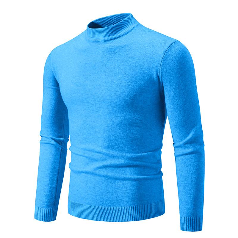 New Autumn And Winter Men'S Semi-Turtleneck Casual Knitted Slim-Fit Solid-Color Sweater Men'S Bottoming Shirt