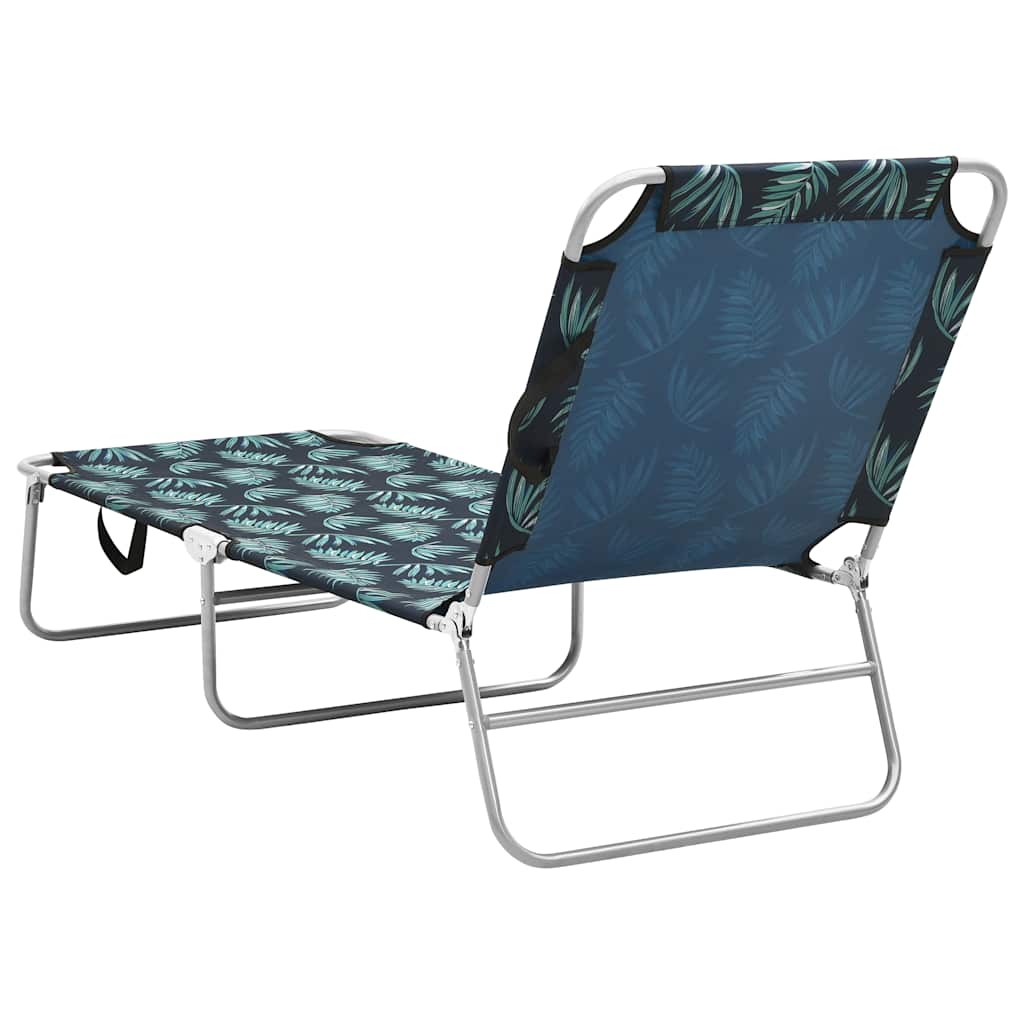 Folding Sun Lounger Steel and Fabric with Leaf Pattern