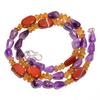 Natural Amethyst Citrine Red Jasper Gemstone Smooth Beads Necklace 17" UB-3180 UB-3180
