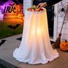 Trick or Treat Candy Table Halloween Decoration with 8-Mode Remote Control LED Light, Ghost Bowl Holiday Storage Tripod Stand, Cute Holder