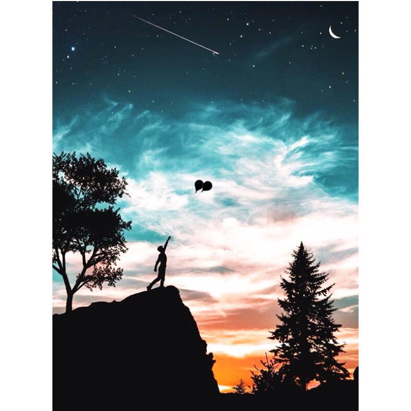 5D DIY Алмазная картина Луна Вид Алмазная вышивка Набор для вышивки крестом Полный горный хрусталь Мозаика Домашний декор