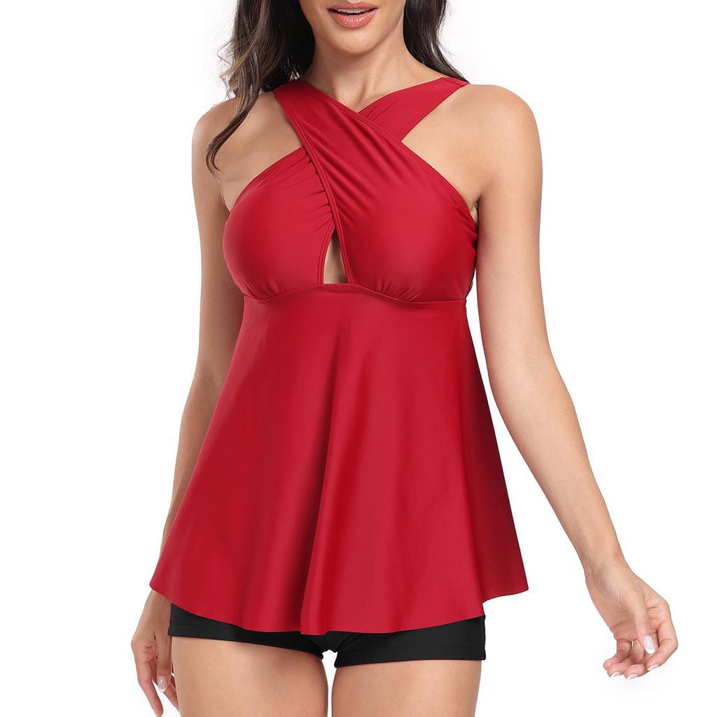 Пляжный купальник для отпуска, раздельный купальник, женский купальник с градиентом, плавки-плавки с плоским передом, танкини, тонкая строчка, в различных цветах, пляжная одежда