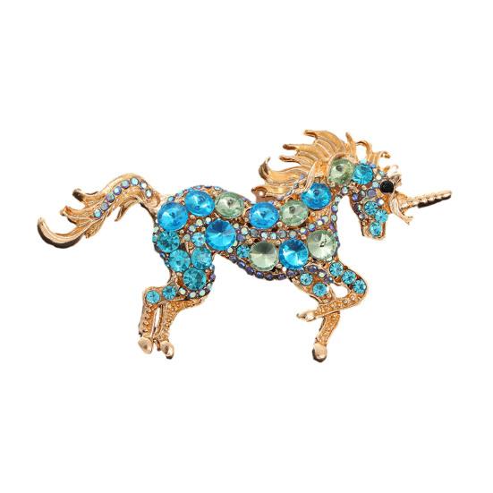 Brooch Pin Horse Design Enamel Pin with Imitation Crystals Enamel Faux Pearls Fairy Tale Brooch Artistic Accessories