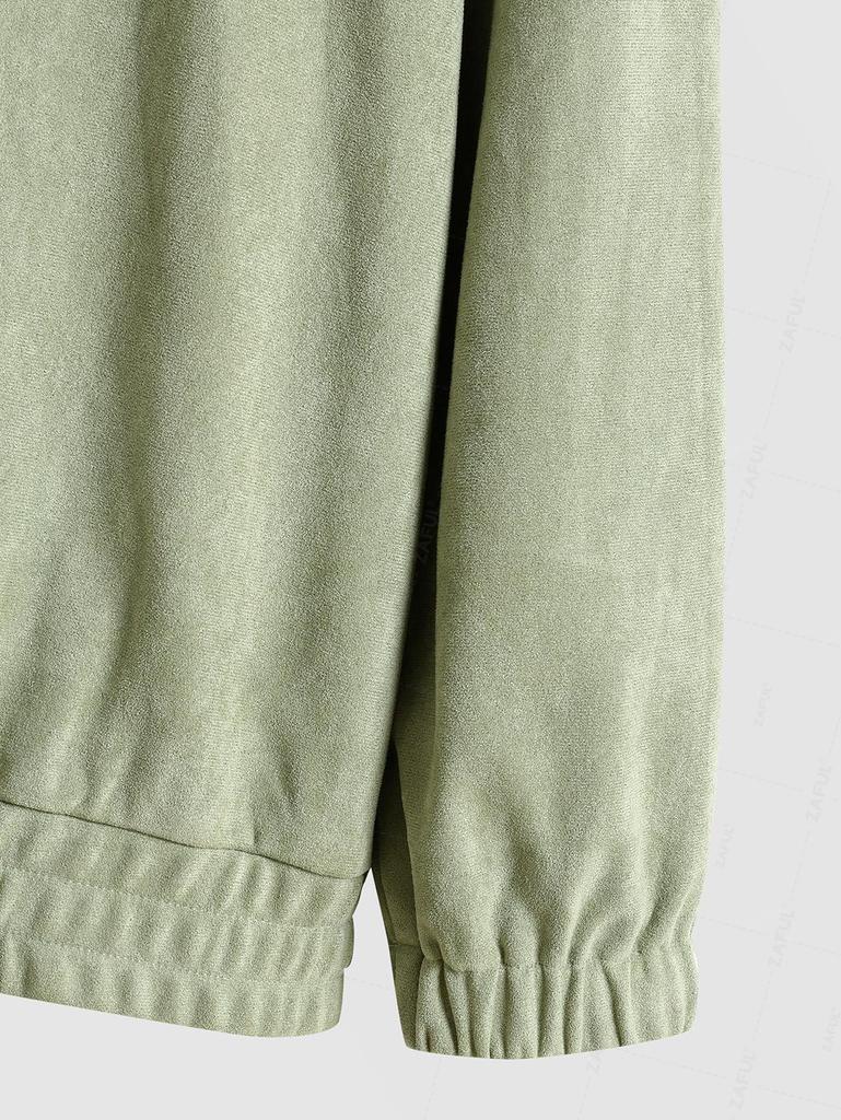 ZAFUL Мужская повседневная куртка из искусственной замши с вышитой надписью NEW YORK на кнопках и рукавами реглан