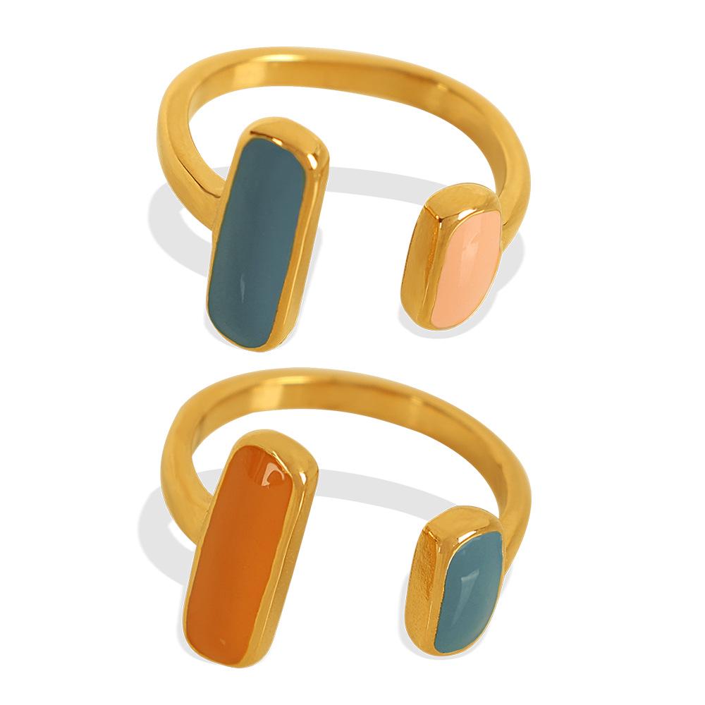 Ретро Гонконгское Геометрическое Эмалевое Кольцо - Color Blocking, Модное, Вдохновленное Французским Дизайном