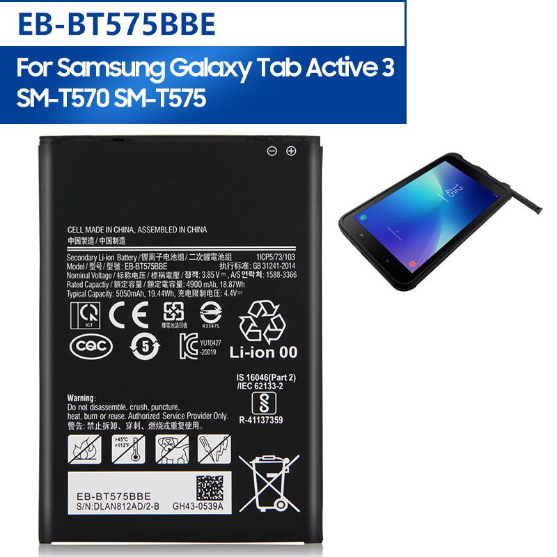 Samsung Оригинальный сменный аккумулятор для Samsung Galaxy Tab Active 3 T575 SM-T570 GH43-05039A, перезаряжаемый аккумулятор для планшета EB-BT575BBE, 4900 мАч