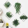 6Pcs 3D Grid Green Plants Sticker Removable Waterproof PVC Self-adhesive Living Room Bedroom Office Wall Art Greenery Decoration Decal