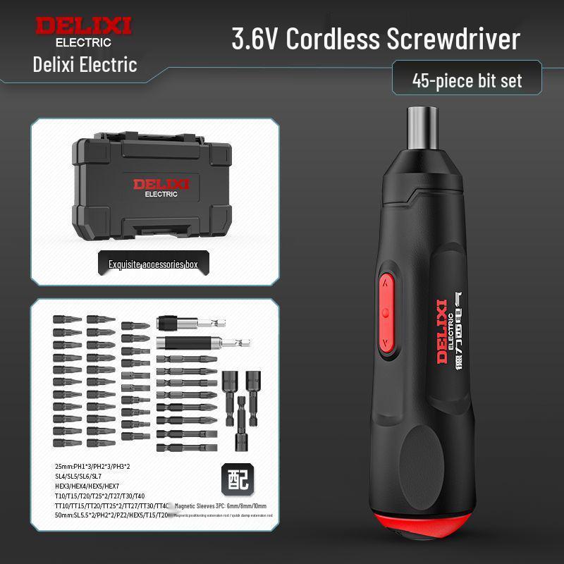 Многофункциональная электрическая отвертка и мини-литиевый шуруповерт Delixi для домашнего использования