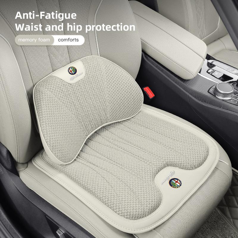 Ice Silk Car Seat Covers Auto Headrest Neck Pillow Lumbar Support For Alfa Romeo Giulietta Mito 159 Giulia Stelvio 156 147 TonalTM6