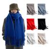 Women Winter Scarf Solid Color Thickened Warm Shawl Scarf with Tassel Design Cold Weather Fashion Accessories