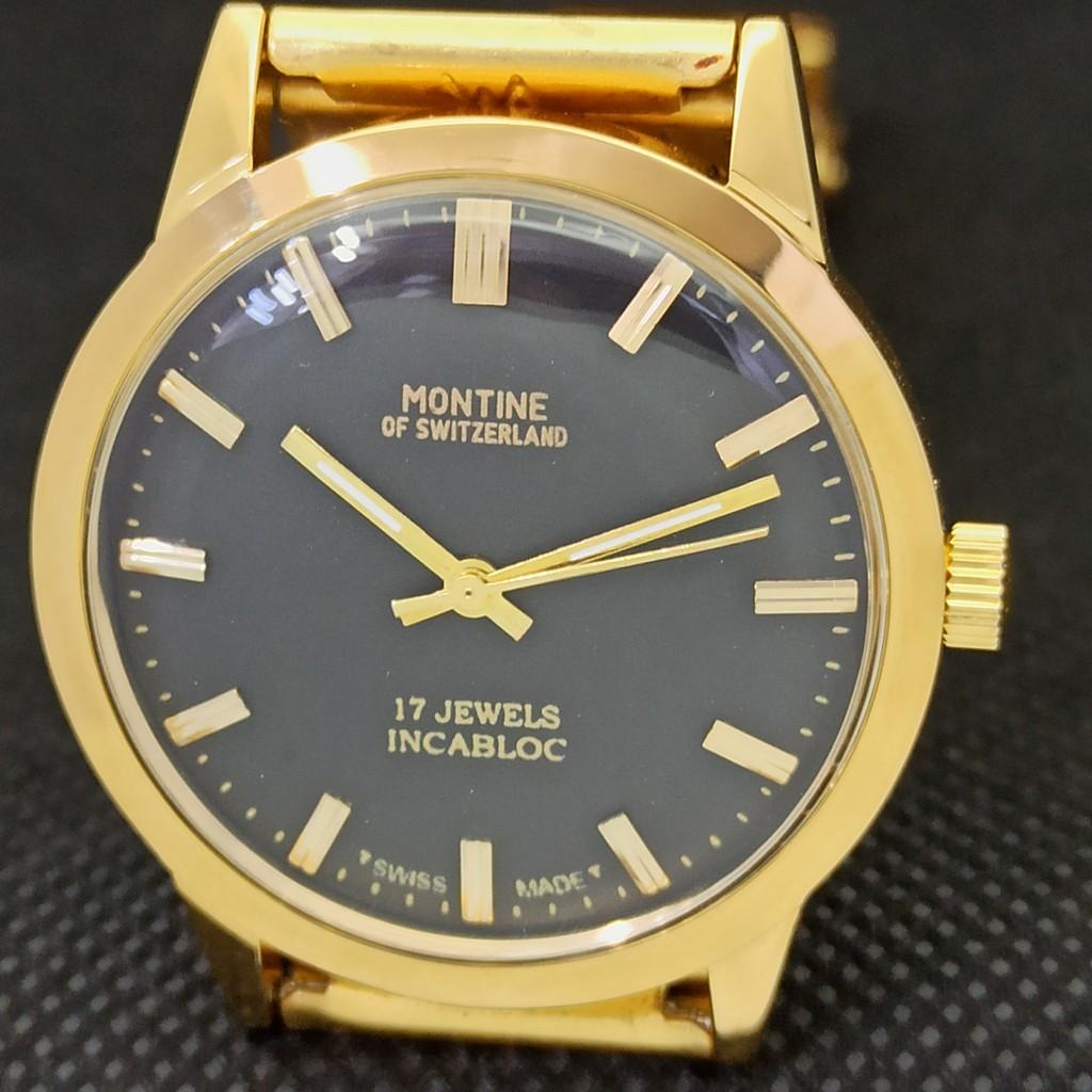 ВИНТАЖНЫЕ МУЖСКИЕ ЧАСЫ MONTINE OF SWITZERLAND 17J INCABLOC С ЗОЛОТЫМ ПОКРЫТИЕМ a285401-1