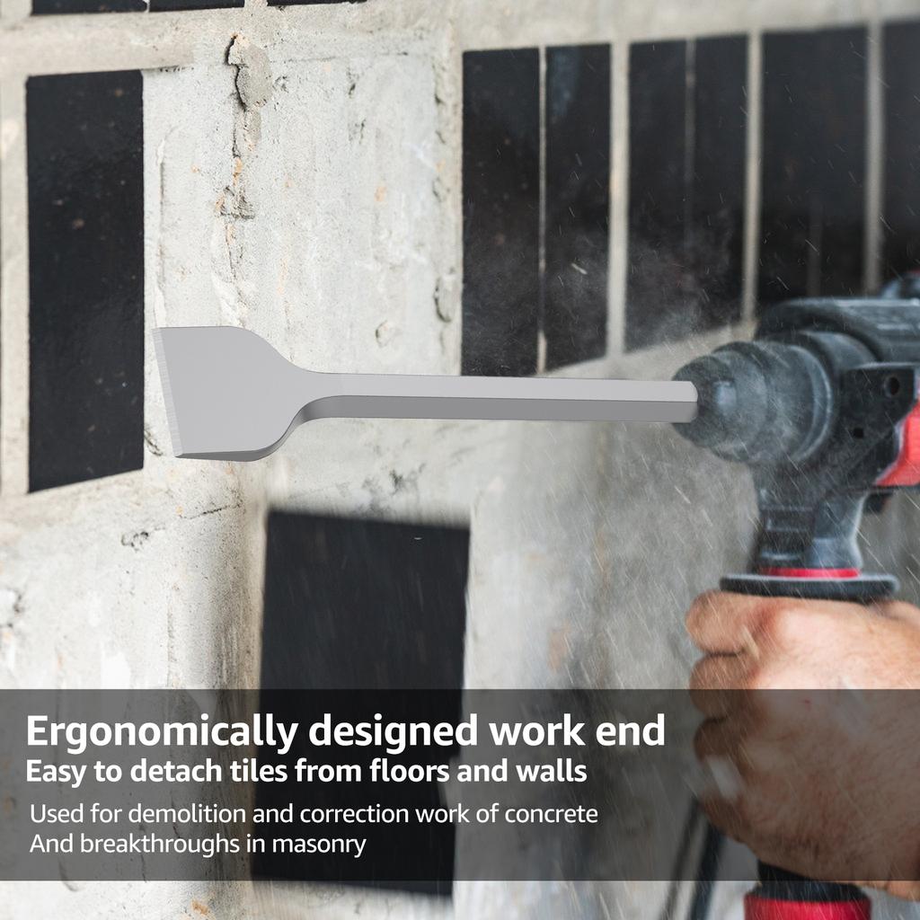 SDS Chisel Set Tile Grooving Scraping Flat Point Scaling Chisels Steel Rotary Hammer Drill Tool for Demolition Chipping Grooving