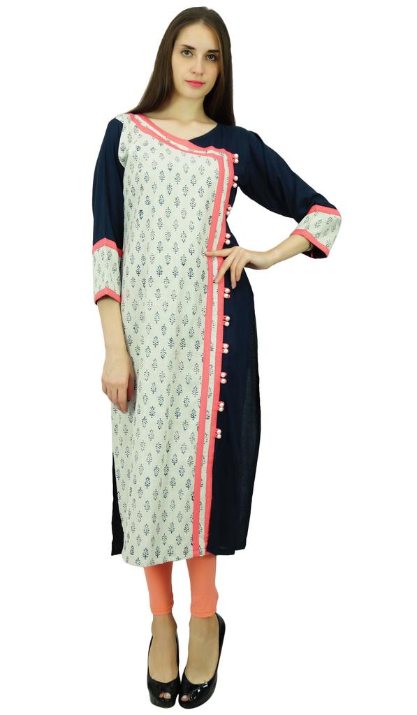 Phagun Хлопковая цветочная курта этническая дизайнерская туника платье на пуговицах курти