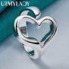 URMYLADY Стерлингового Серебра 925 пробы Сердце Шарм Кольцо Для Женщин Свадьба Помолвка Модные Ювелирные Изделия