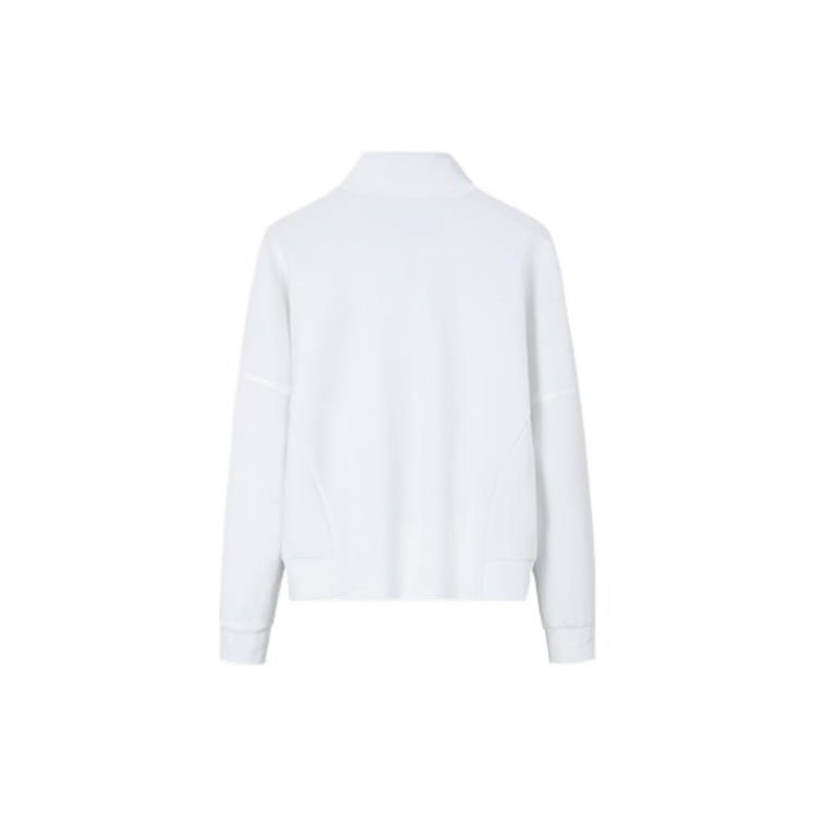 Anta Plain Logo Print Zip Stand Collar Jacket Women Jacket White 162237724-1