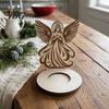 Religious Gift Ideas Wooden Candle Holder, Praying Angel Tabletop Tealight Stand, Stable Base Decorative Candlestick for Mantel, Dining Table