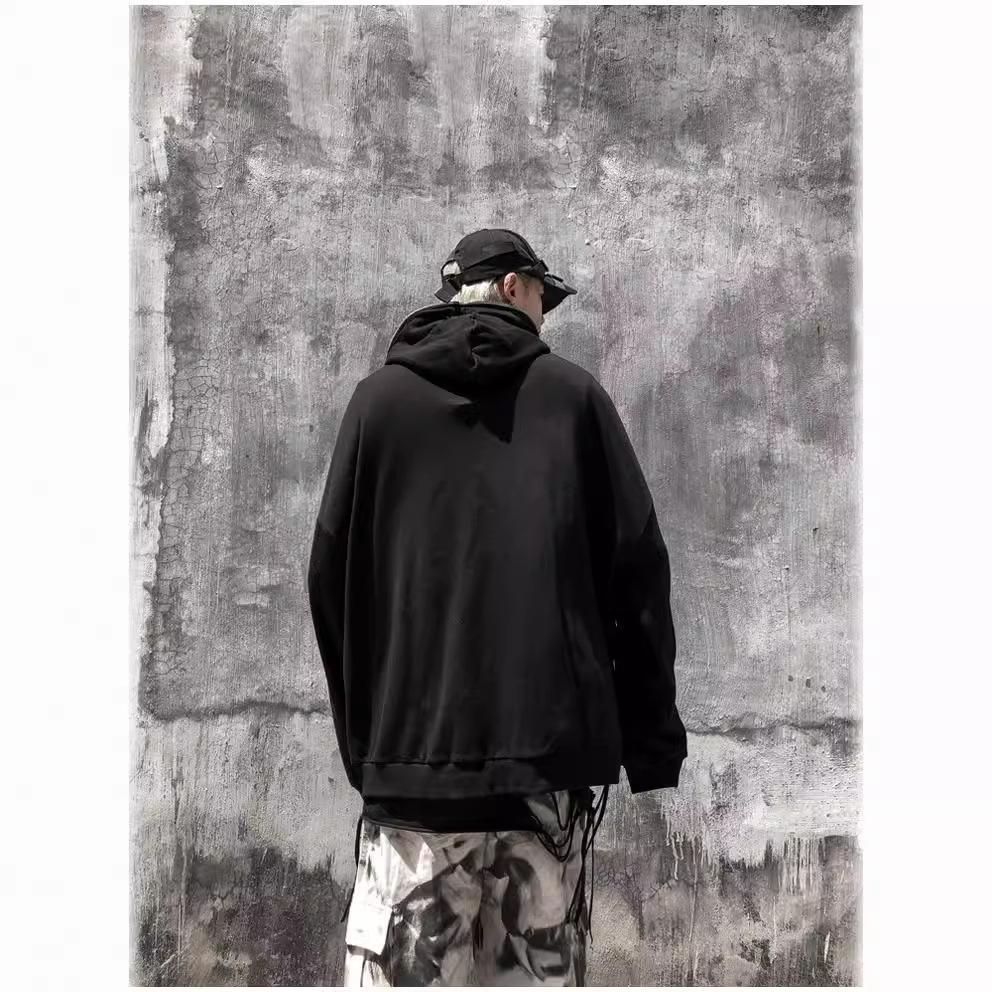 Худи Harajuku Y2K Devil Wings, чёрное, унисекс, осенний стиль, на молнии и с капюшоном.