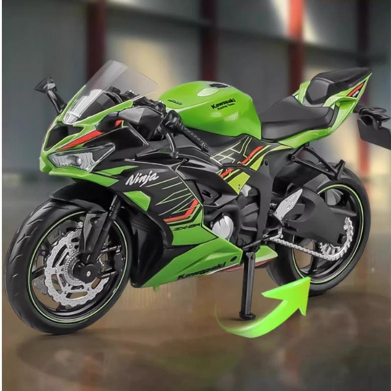 1/12 Kawasaki Ninja ZX-6R Модель мотоцикла для кросс-кантри Симуляция Металлическая модель уличного гоночного мотоцикла Коллекция Детские подарки