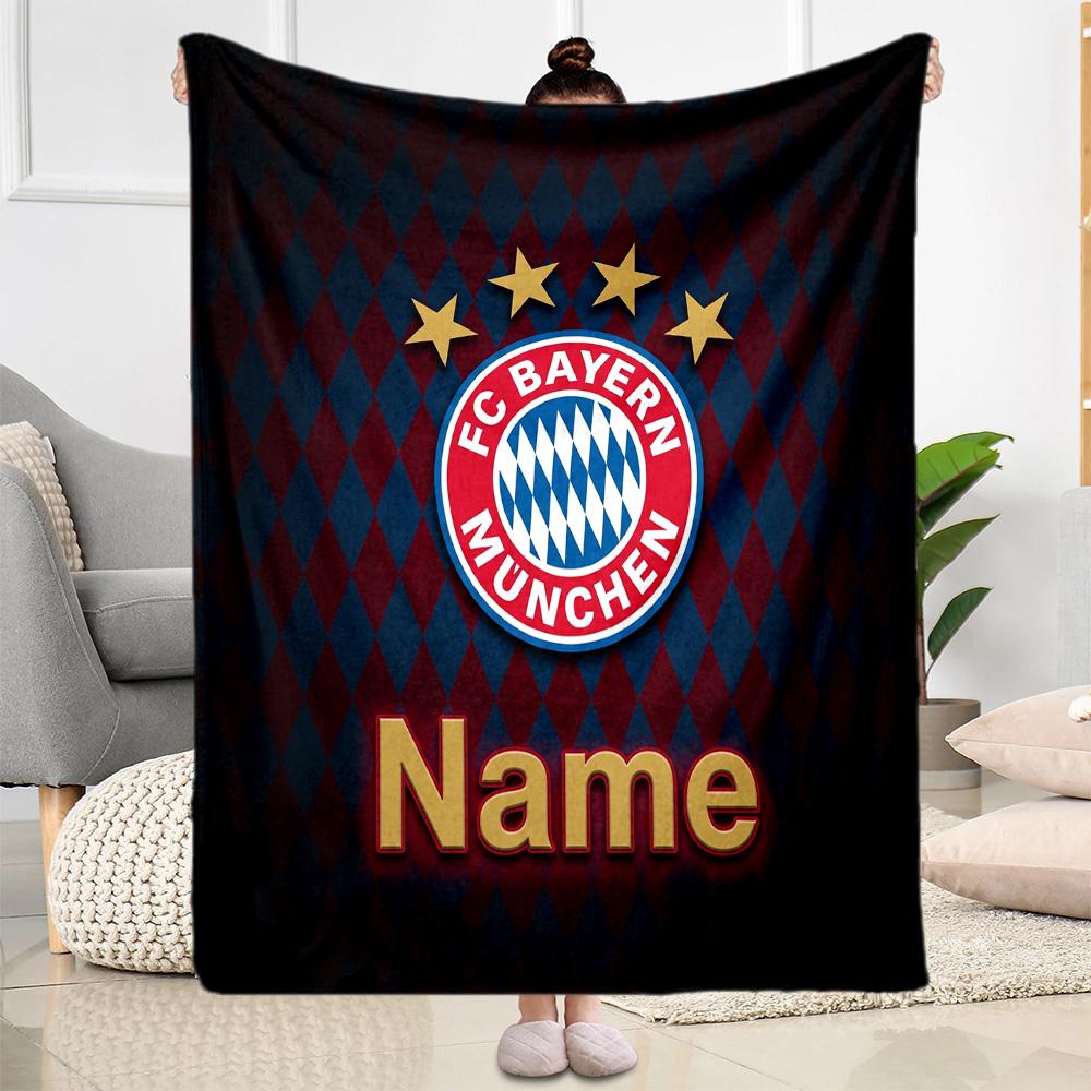 Bayern Munich Crest Customize Your Name Blanket Cozy Customizable Blanket Durable Comfort Perfect for Office Bedding Seaside Couch