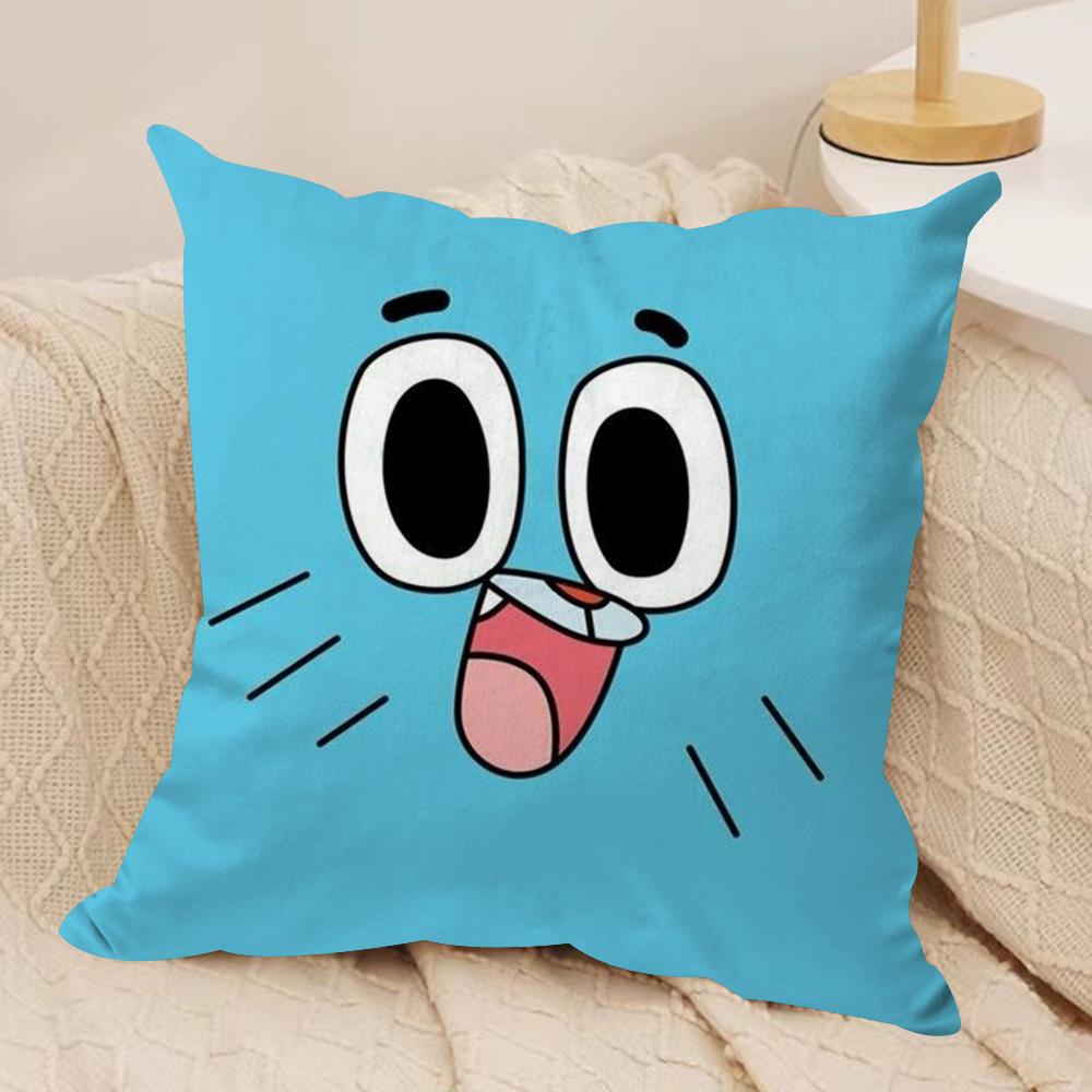 Animation Amazing World Gumball Cushion Cover Soft Plush Fabric DoubleSided Printed Sofa Cushion Cover for All Seasons Decor