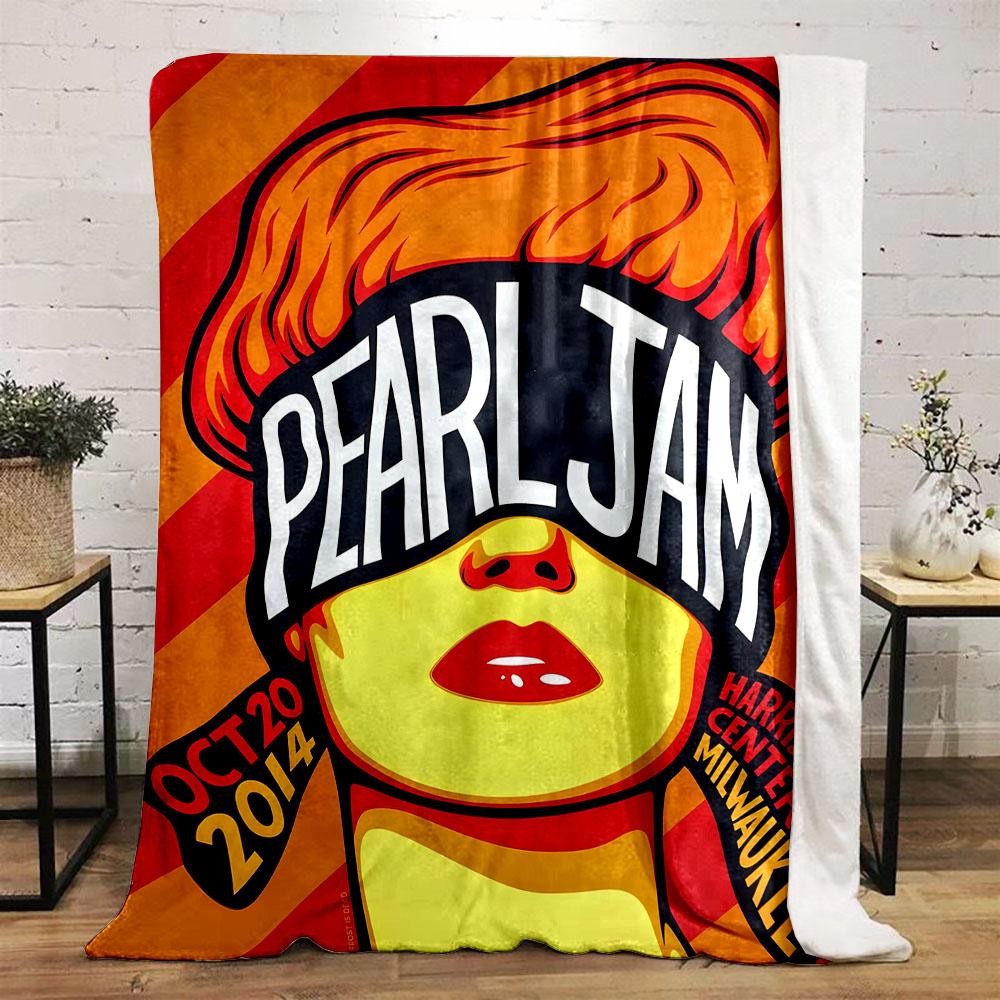 "Pearl Jam Pop Art Style Poster Design" Patterned flannel blanket perfect for the bedroom living room, sofa, or a little nap