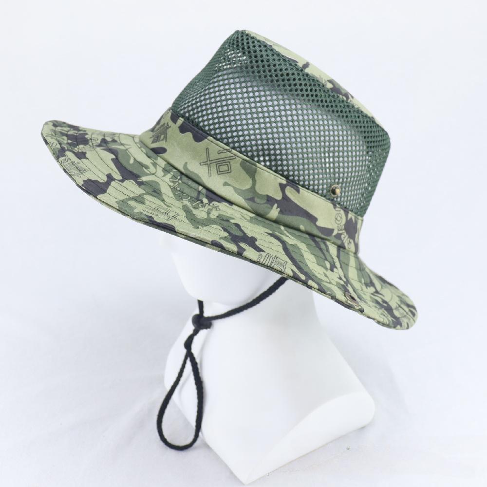 Camouflage Sun Hat for Men Summer Big Eave Sunshade Hat Outdoor Sport Climbing Hat Fishing Caps for Men Foldable with Buckle