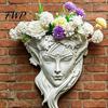 Resin Portrait Relief Sculpture Fairy Face Shape Wall Planter, Girl Flower Pot, Mounted Planter Vase for Indoor Outdoor, Cactus, Herbs, Air