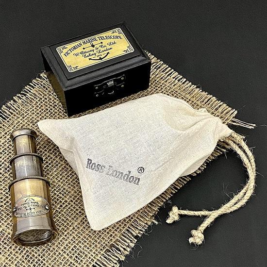 Латунный карманный телескоп в античном стиле, пиратский морской мини-телескоп охотника, викторианский стиль с деревянной коробкой