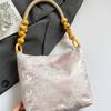 Осень 2025 Вышитая женская сумка-тоут под мышкой: Универсальный повседневный стиль ведра на плечо