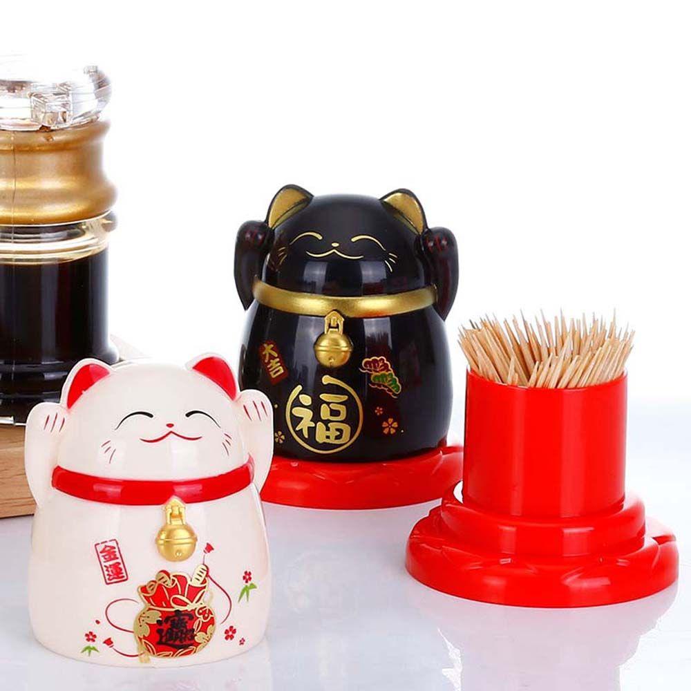 Organizer High Quality Lucky Cat Toothpick Holder Dispenser Toothpick Box Toothpick Container